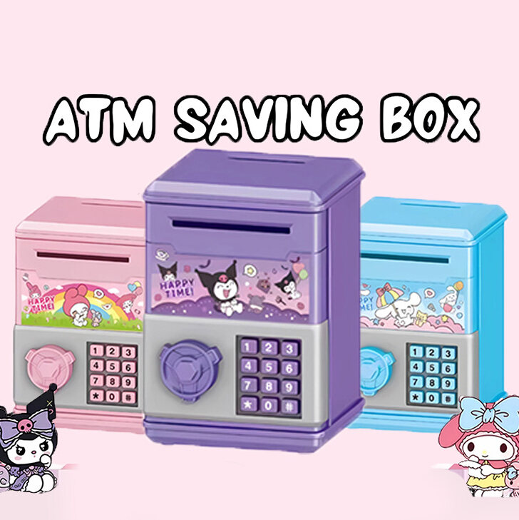 Kuromi Piggy Bank For Kids Tabung Duit Kanak Kanak ATM Cute Toys Girls Boys Gifts Save Money Cartoon Coin Banks Storage Box