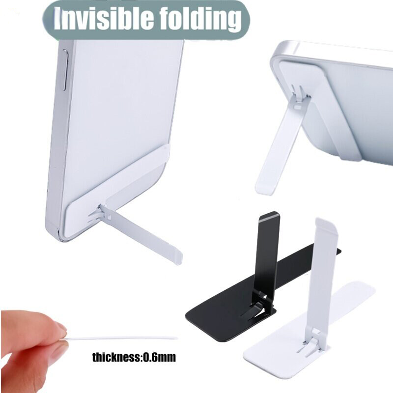Ultra-thin Mini Metal Folding Mobile Phone Holder Stand for Universal IPhone Samsung Xiaomi Invisible Portable Phone Kickstand Bracket