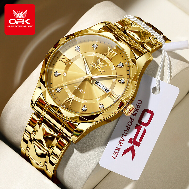 OPK Watch For Men Waterproof 2024 Original Casual Wrist Watches Fashion Luxury Stainless Strap Calendar Luminous Quartz Men's Clock