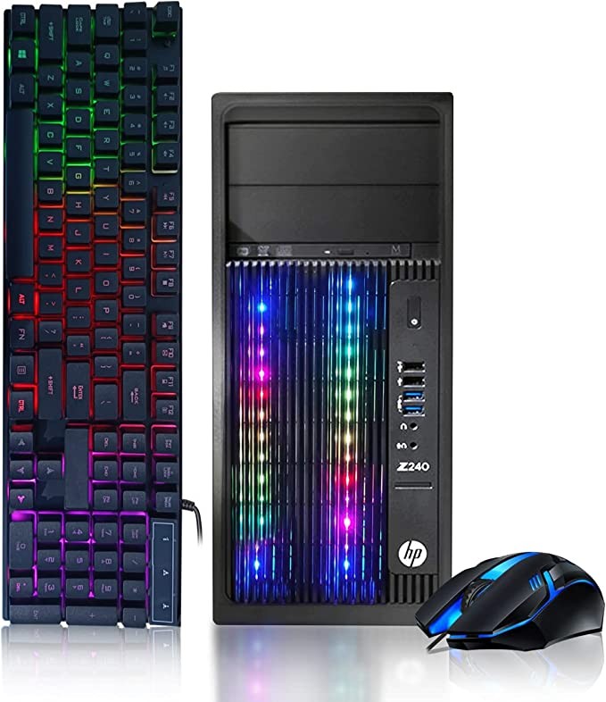HP RGB Gaming Desktop PC, Intel Quad I5 up to 3.6GHz, 16GB RAM, GeForce RTX 2060 6G GDDR6, 128G SSD + 2TB, DVD, WiFi & Bluetooth, RGB Keyboard & Mouse, Win 10 Pro (Renewed)