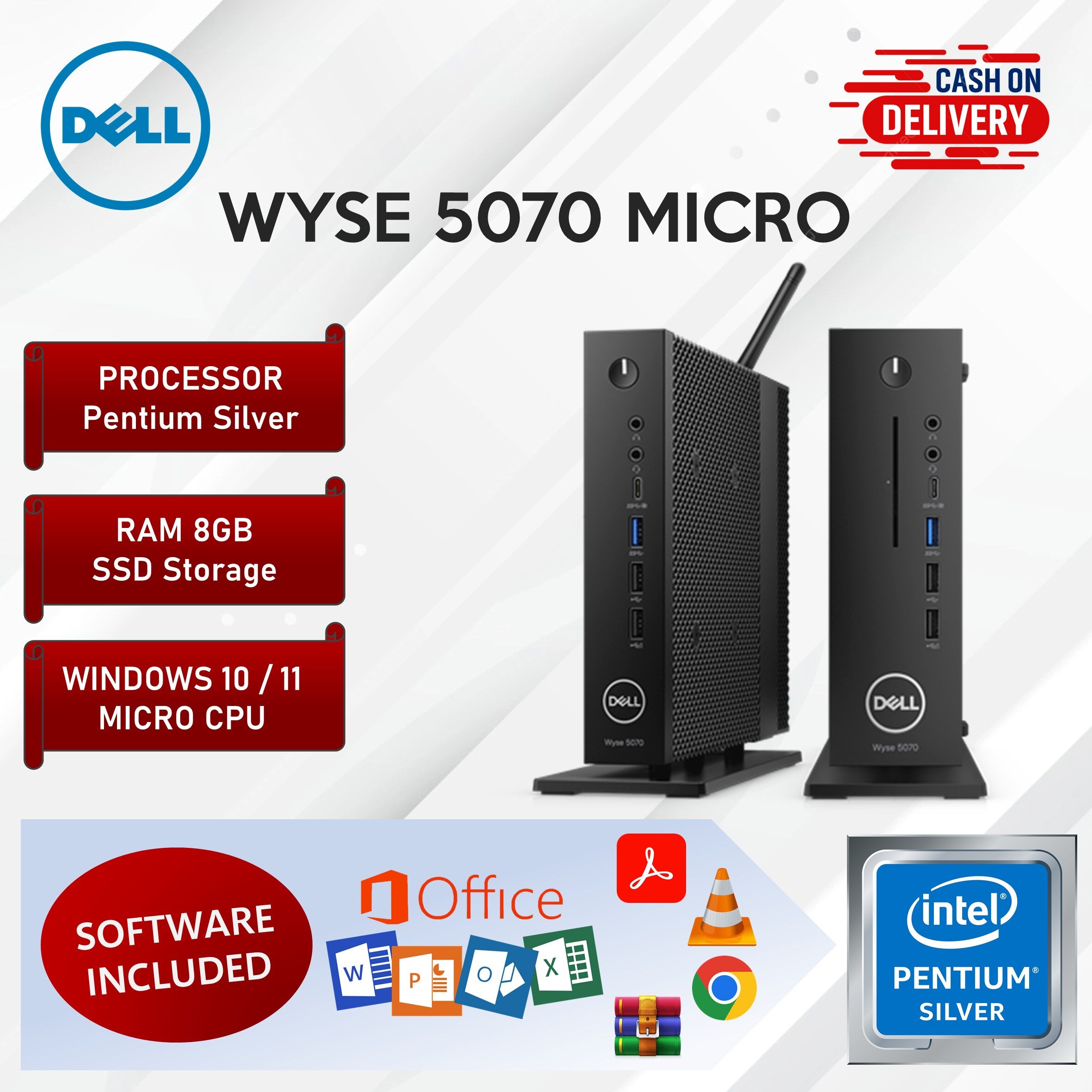 Dell Wyse 5070 Micro PC Intel Pentium Silver 9th Gen 8GB RAM 128GB 256GB SSD Mini Small CPU Desktop Computer