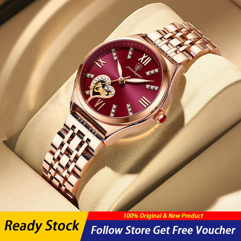 2023 POSHI Original Women's Watch Luxury Brand Waterproof Calendar Luminous Steel Band Watch Korean Fashion Ladies Watches