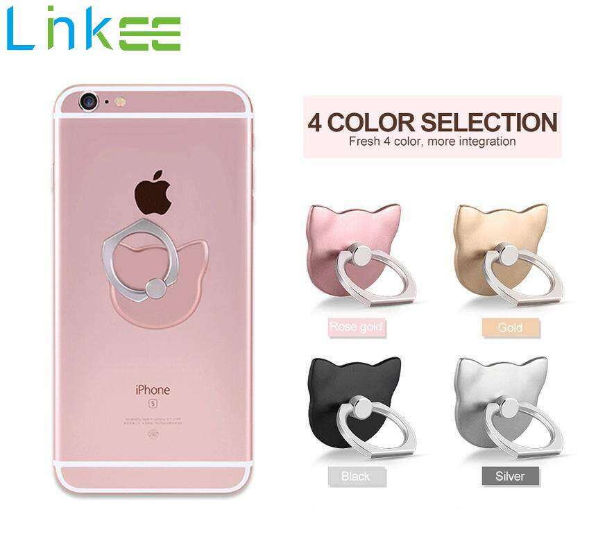Linkee 360 Degree Cat Ear Mobile Phone Finger Ring Holder Stand Mount Charging Support Universal Bracket for iPhone Xiaomi iPad Samsung