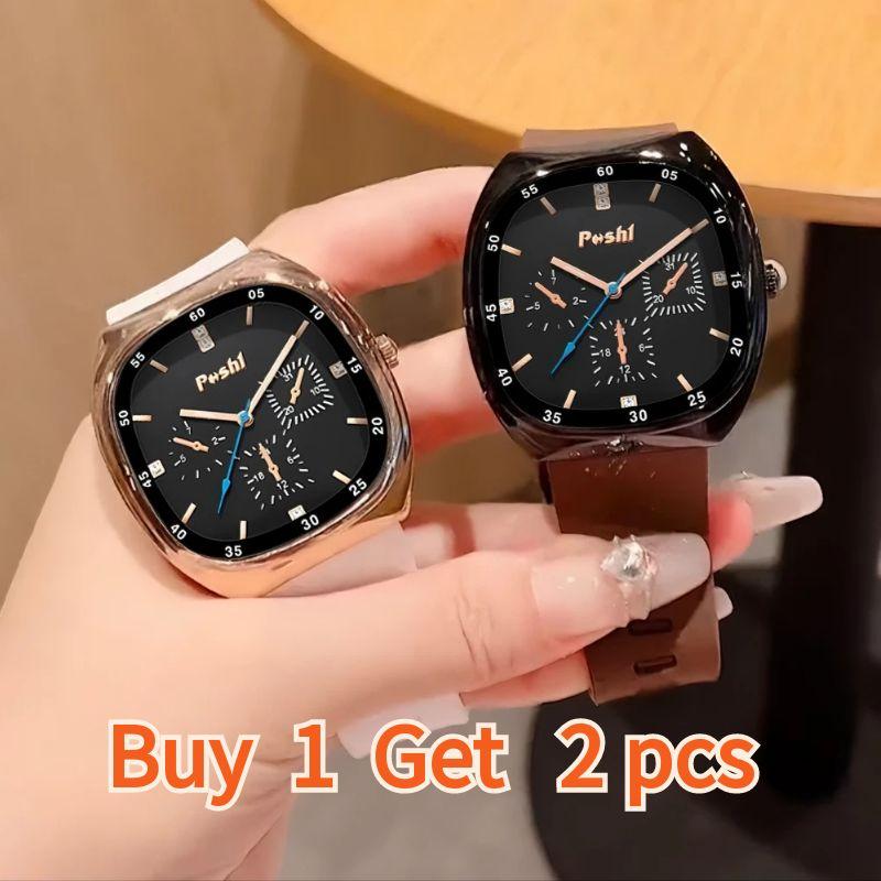 [Buy 1 Take 1 Pair]Jam Tangan Wanita Perempuan Original Waterproof Ladies Quartz Watch Women Fashion Elegant Silicone Band Korean Style Ladies WristWatch