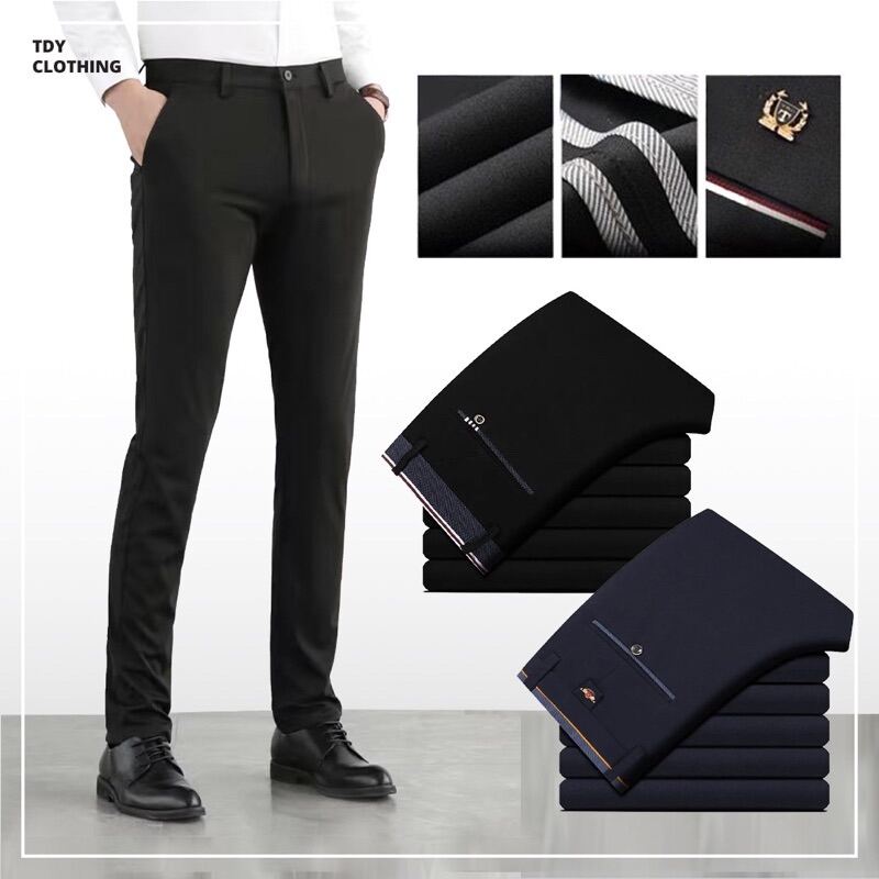 Ready StockMen's Formal Pants Office Slim Fit Black Long Trousers korean Casual Pant Plus Size seluar slack lelaki