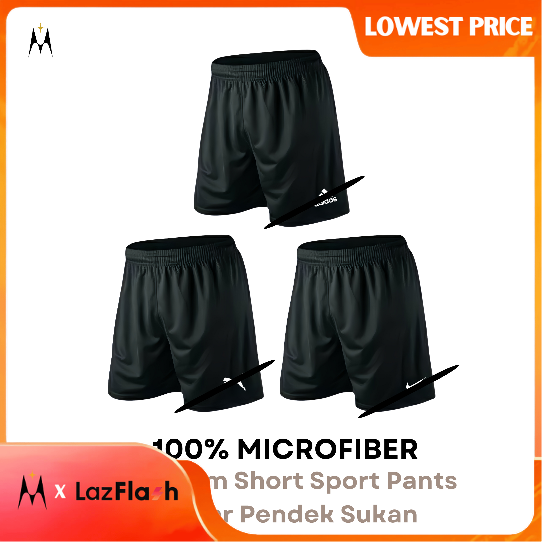 Seluar Pendek Sukan Lelaki/ Men Shorts Sport Pant Shorts Pant Men Man Seluar Jogging Bola Football Gym Rumah  GLOW MM