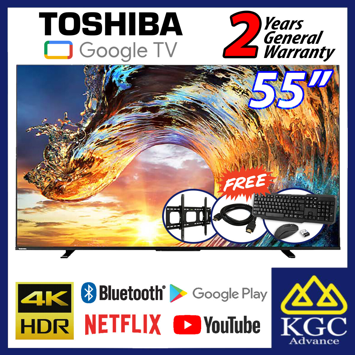 (Free Shipping) Toshiba 55" 55M550LP Quantum Dot 4K UHD Google TV [Free Wireless Keyboard & Mouse + Bracket + HDMI Cable]