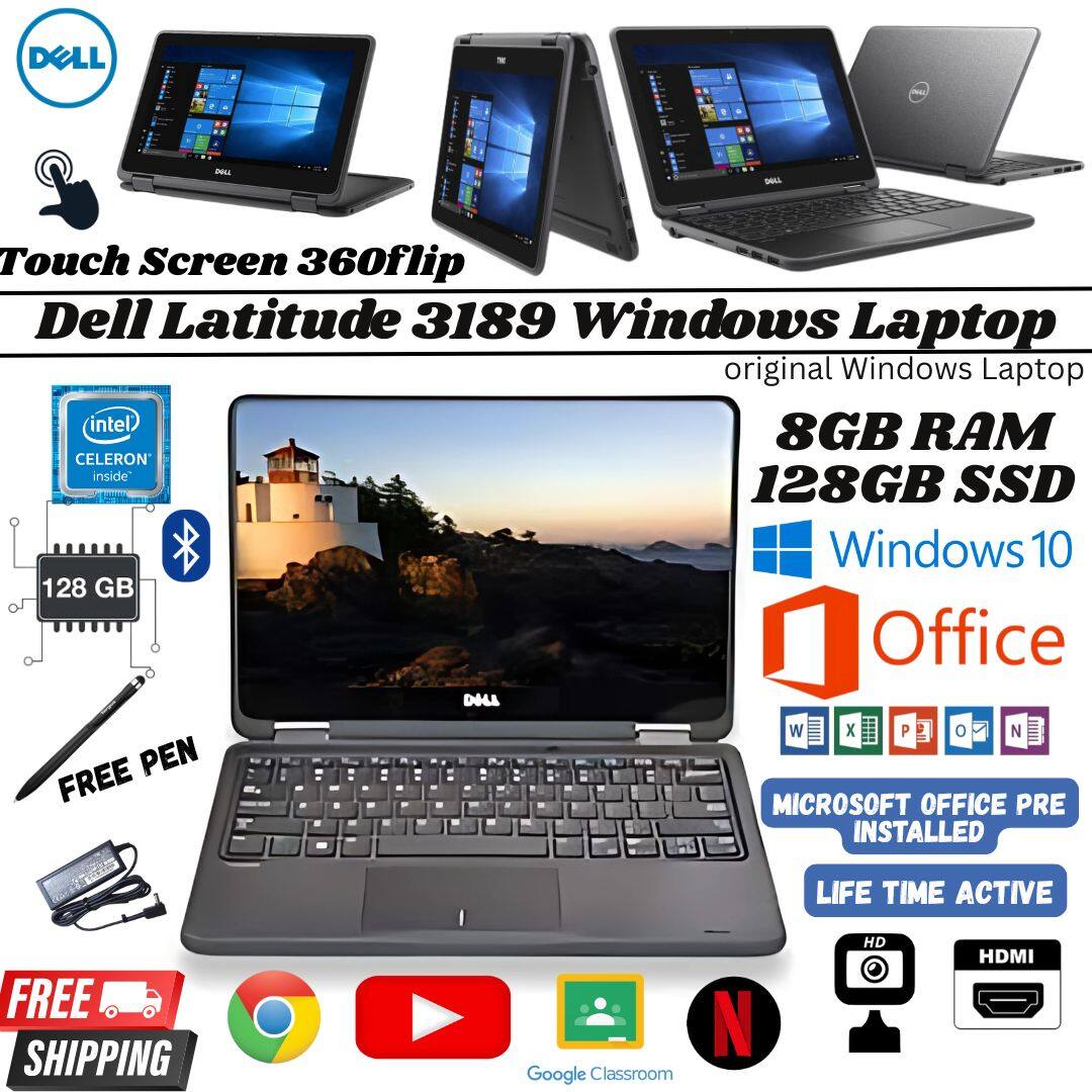 Dell Latitude 3189 3190 2 in 1 FREE/ Pen - Intel Celeron / 8GB Ram / 128GB SSD Budget Touch Screen Laptop Notebook Murah Slim/Speaker Nice  /Windows 10, HDMI, WiFi, Bluetooth