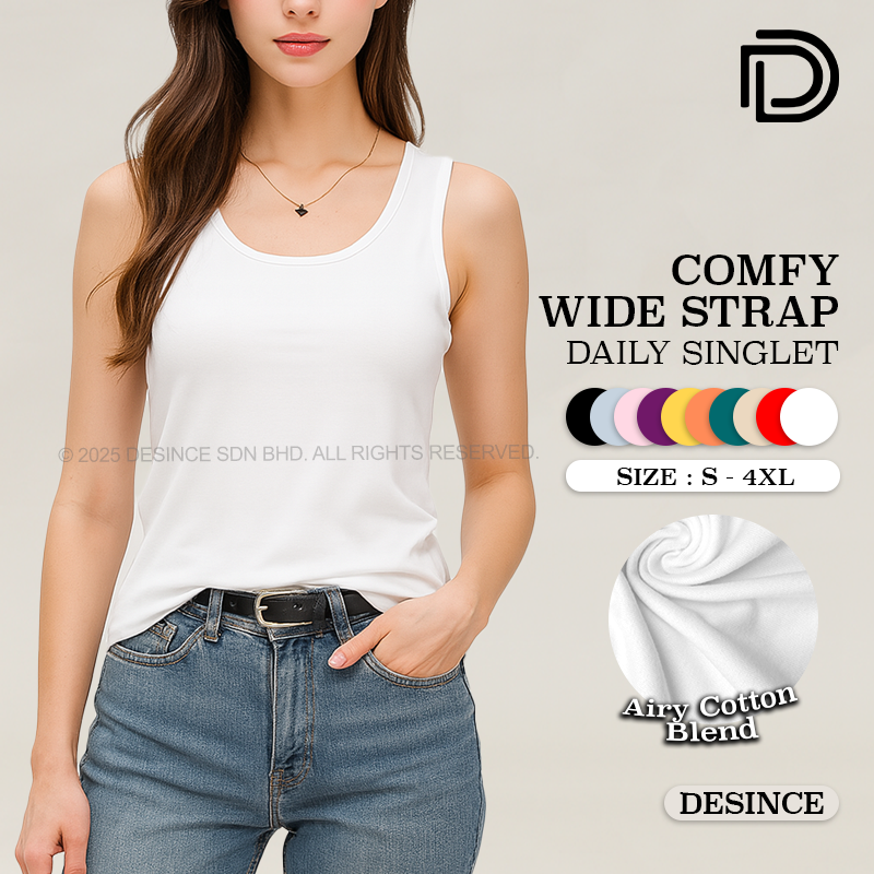  DESINCE Women Singlet Multi Color Camisole Inner Tank Top Sleeveless Plain Plus Size Undershirt Baju Perempuan Wanita WT 102