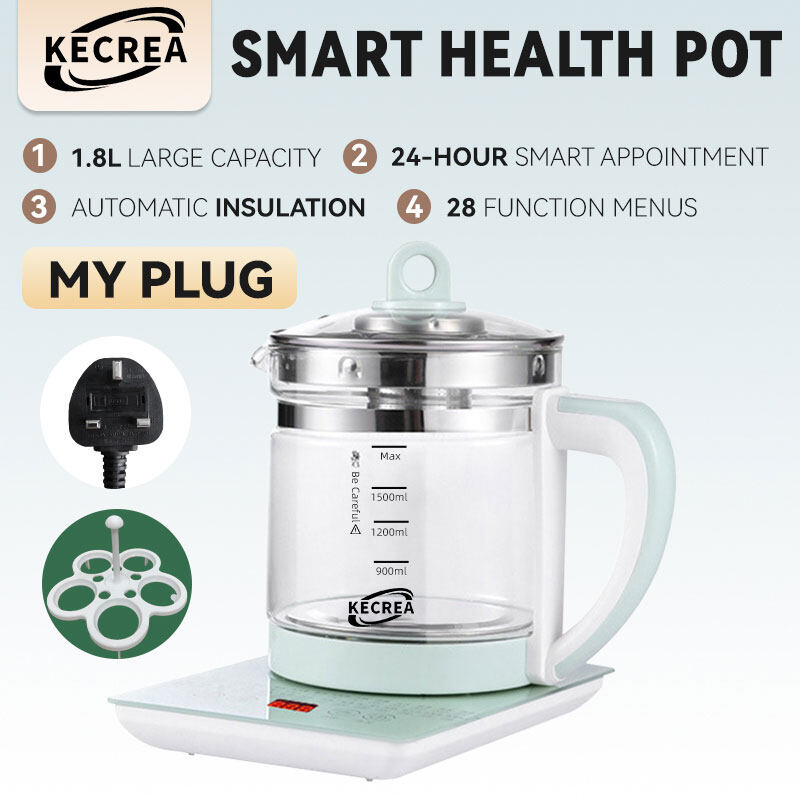 KECREA 1.8L Healthy Pot Kettle Electric Thermos Pot Multifunction Insulation Glass Kettle Electric Healthy Pot Cooking Tea Kettle Boiling Water 