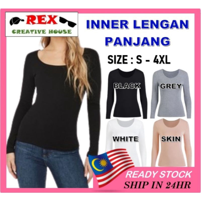 [READY STOCK AT MALAYSIA]Baju Lengan Panjang High Quality Cotton Women Inner Baju Muslimah Inner Perempuan Baju Inner