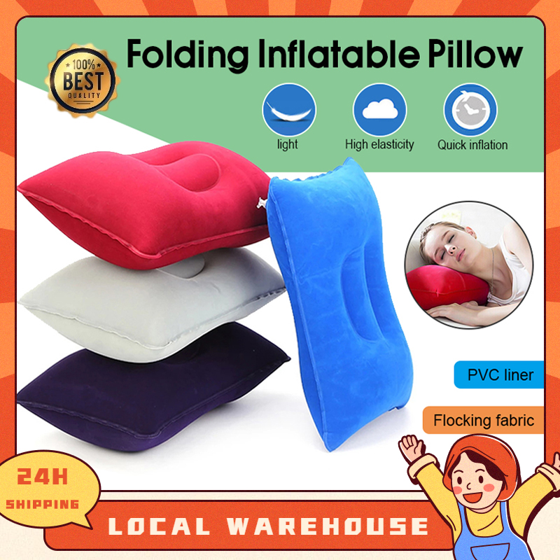 [Stock ]Portable Ultralight Inflatable Pillow bantal PVC Air Pillows Camping Sleep Cushion Travel Car Beach Plane Head Rest/