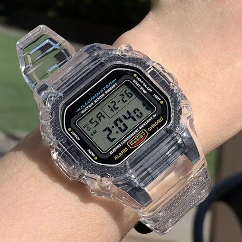 Fashion Men Women Watches Gold Casual Transparent Digital Sport Watch Lover's Gift Clock Children Kid's Wristwatch Female Clock