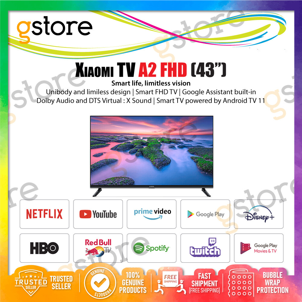 [Malaysia Set | Free Shipping] Xiaomi TV A2 FHD 43" (Google Assistant built-in | Dolby Audio and DTS Virtual : X Sound | Smart TV powered by Android TV 11) Smart TV with 2 Years Warranty