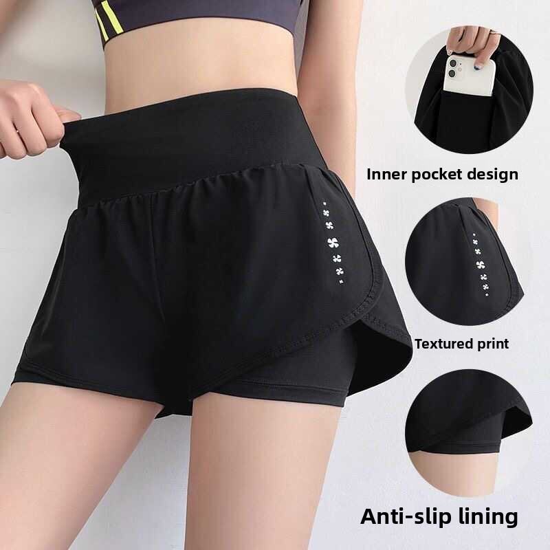 High Waist Sports Shorts Women's Running Yoga Pants Anti-Light Fitness Shorts Summer Ladies Slimming Short Skirts