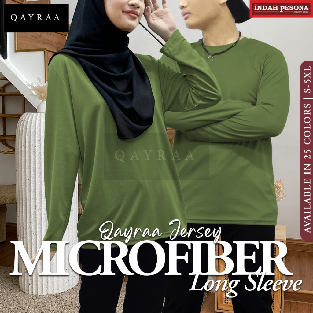 QAYRAA (P2) Jersey Microfiber LONG SLEEVE Round Neck / Size : S-5XL / Women Muslim Wear / T-Shirt Unisex