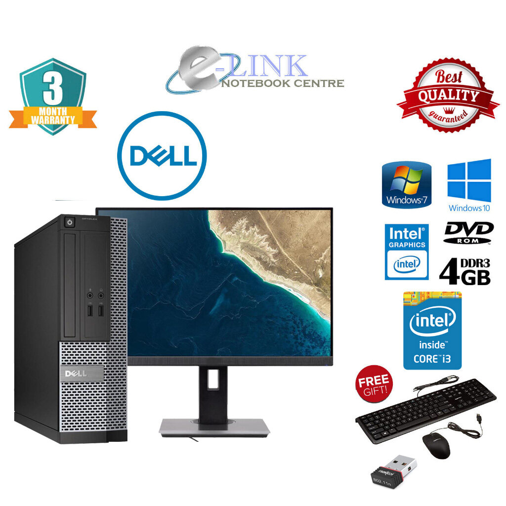 (Dell i3 4th Generation Full Set Refurbished ) Dell 3020 SFF /4GB-8GB RAM/250GB HDD/120GB-240GB SSD/WINDOW 7-10 With LCD