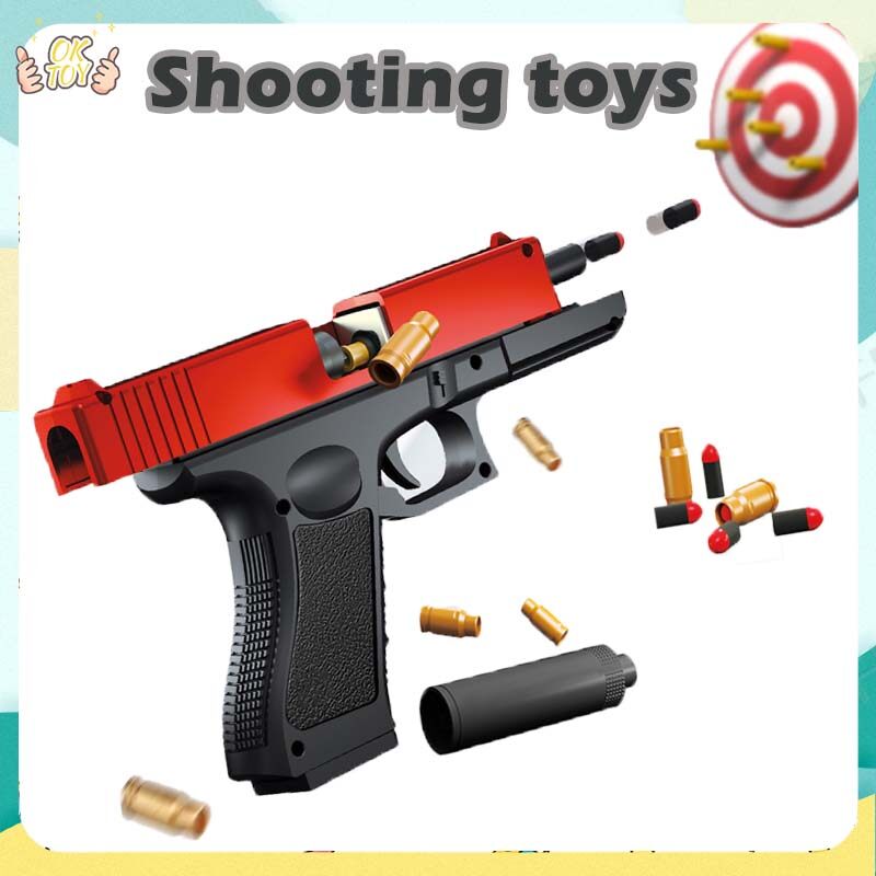 Ready Stock Klang Glock Manual Throwing  Foam Injection  Plastic Air Toys For Kids