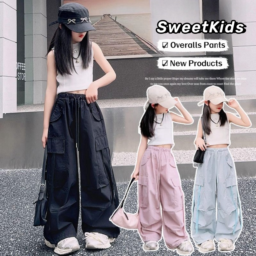 [Sweet Kids  Deliver from Perak]Pakaian kanak-kanak seluar kasual bergaya langsing dan longgar kasual hip-hop gaya korea