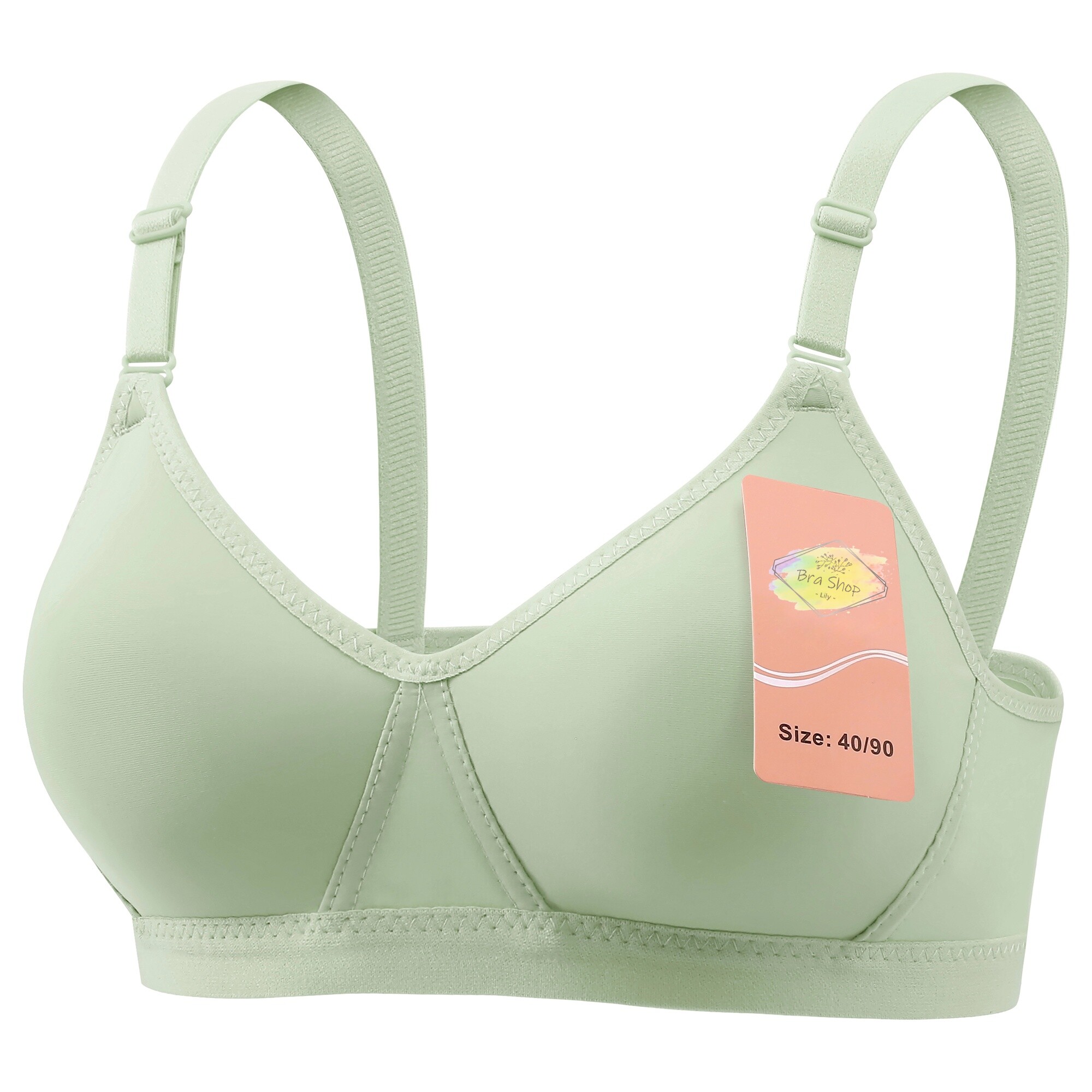 Plus Size Women Bra Wireless Cotton Plain [Lily Bra Shop]