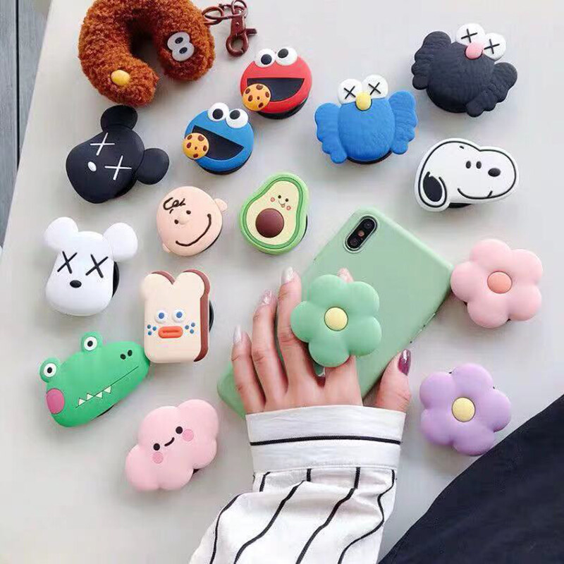 [Buy 5 Get 1 Free]3D Cartoon Silicone Phone  Ring Grip Holder Stand Griptok Bracket Adjustable Phone