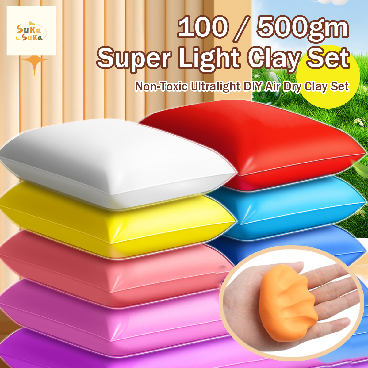500GM/100GM Super Light Clay Non-Toxic Ultralight Mud DIY Air Dry Clay Butter Slime Plasticine Pure Tanah Liat Kanak