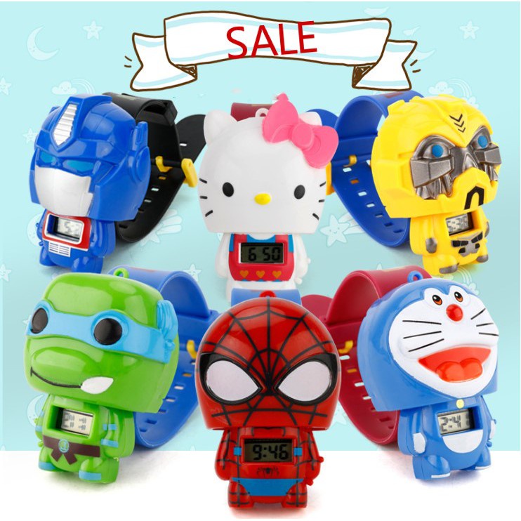 Cartoon Doll Watch Transformable Digital Electronic Watches Children's Toy Gift Toy