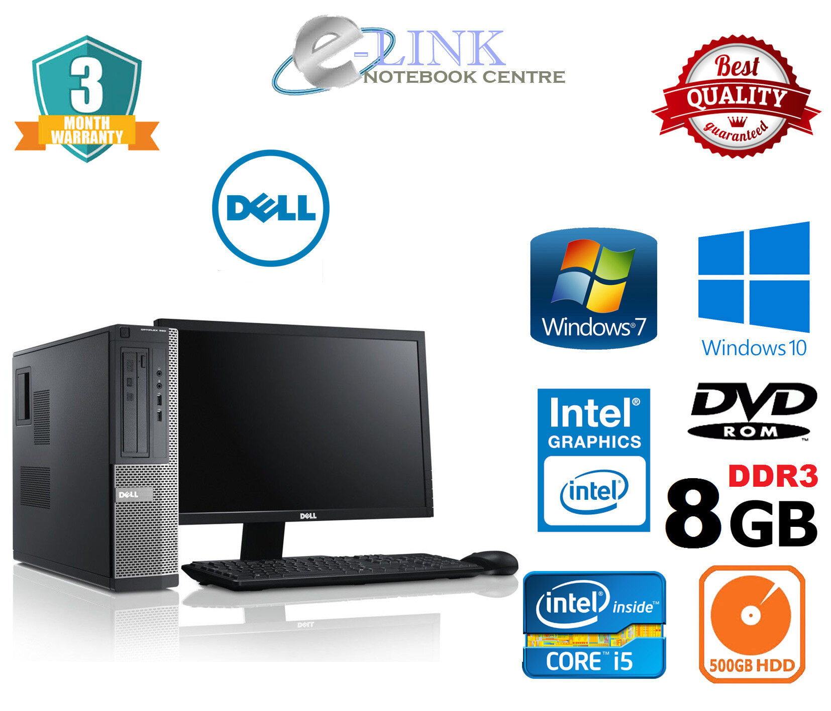 ( Dell i5 2rd Generation Full Set PC Refurbished) i5 2rd Generation DELL OPTIPLEX  390/790/980/990/3010/7010 SFF / CORE I5 2rd GENERATION /4-8GB DDR3 RAM / 250GB HDD/120-240GB SSD / WINDOW 7-10/17-22'