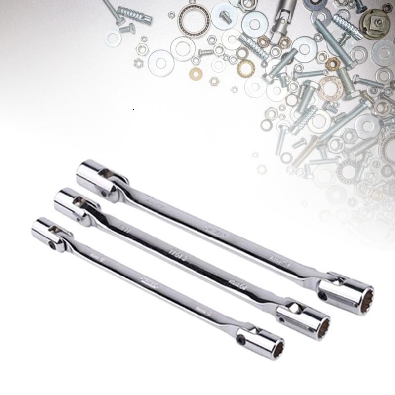 3x Double-Ended 12 Point Swivel Head Flexible Socket Wrench Ratcheting Tool for Automotive Maintenance Home Improvement