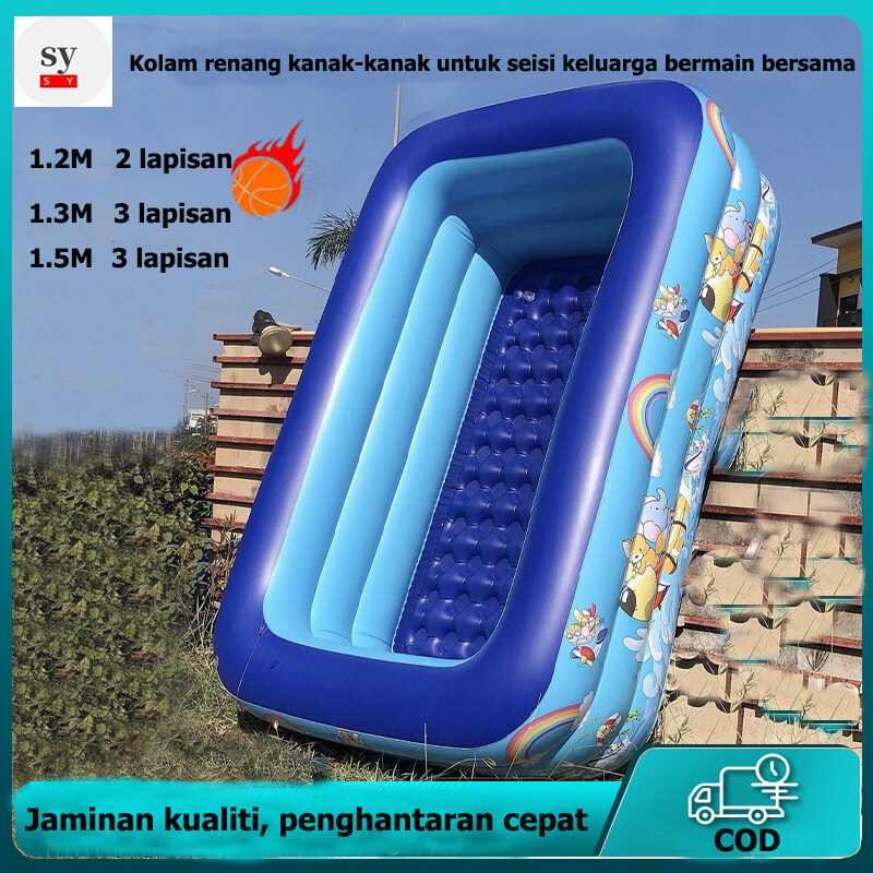 1.2m/1.3m/1.5m Kolam kanak-kanak, kolam kembung Kids Bath Pool Thickened Inflatable Family Pool For Children Kids Kid Baby Bath Showering Water Pool