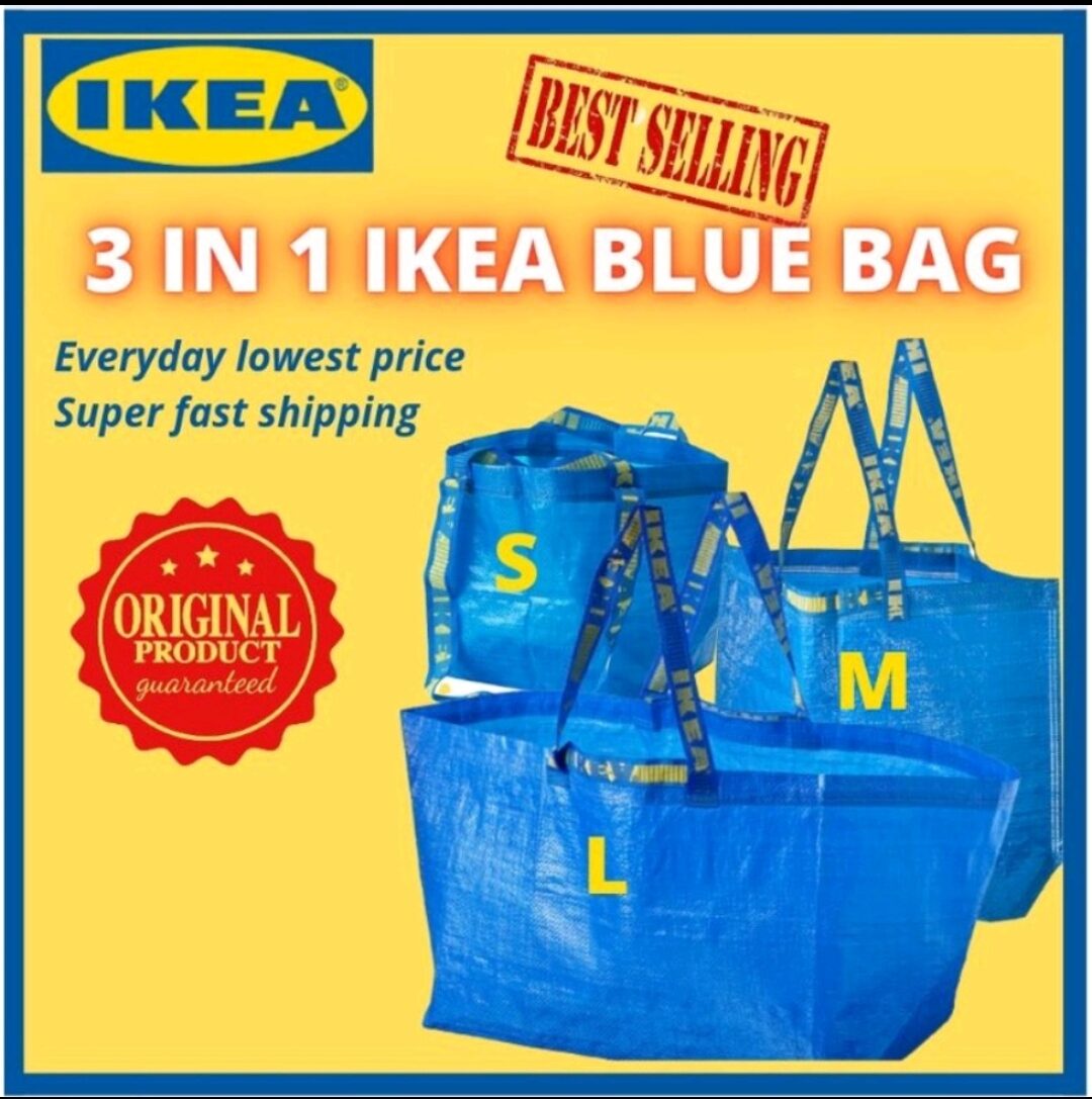 Ikea 3 in 1 blue bag per set size S+M+L
