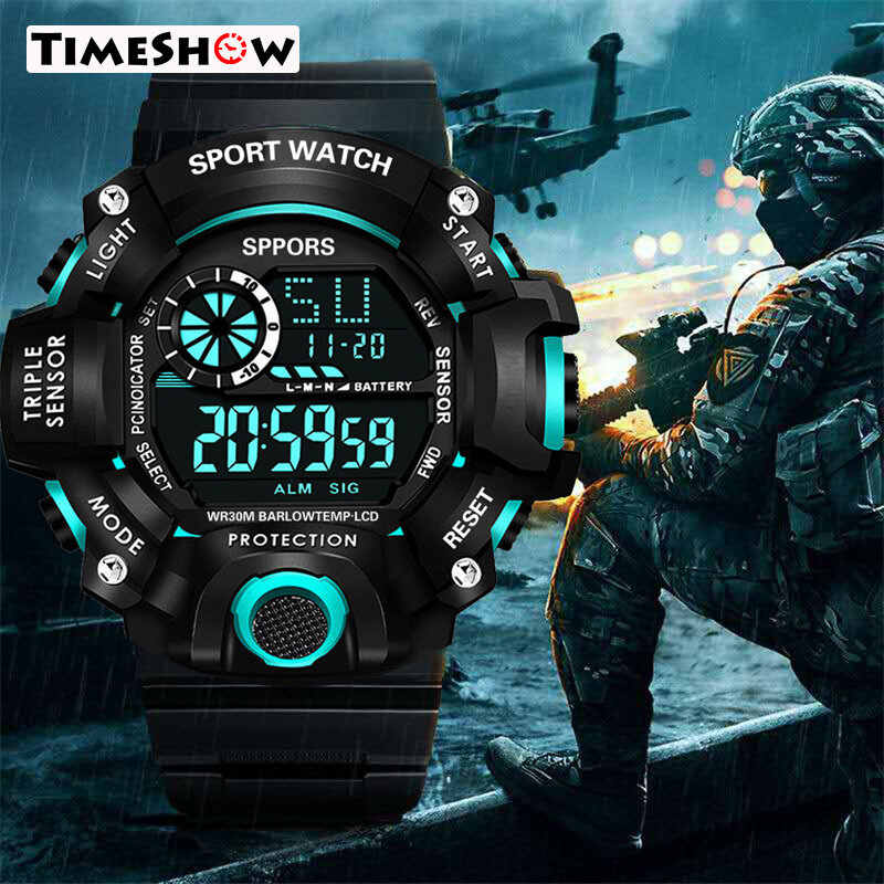 TimeShow Electronic Watch Multifunctional Fashion Watch Casual Waterproof Wrist Watch For Men
